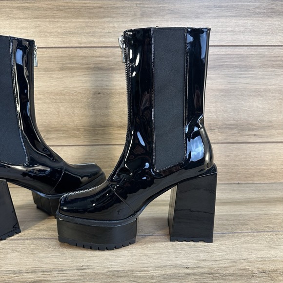 POSTER GIRL Toxic Behavior Platform Chelsea Boots Size 9 Chunky Black Dolls Kill - Picture 8 of 16